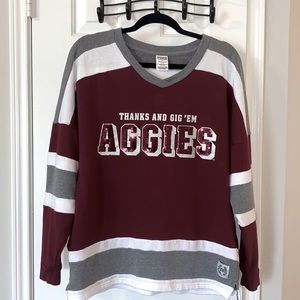 VS Pink Texas A&M Sequined Aggie Oversized Sweatshirt Size S